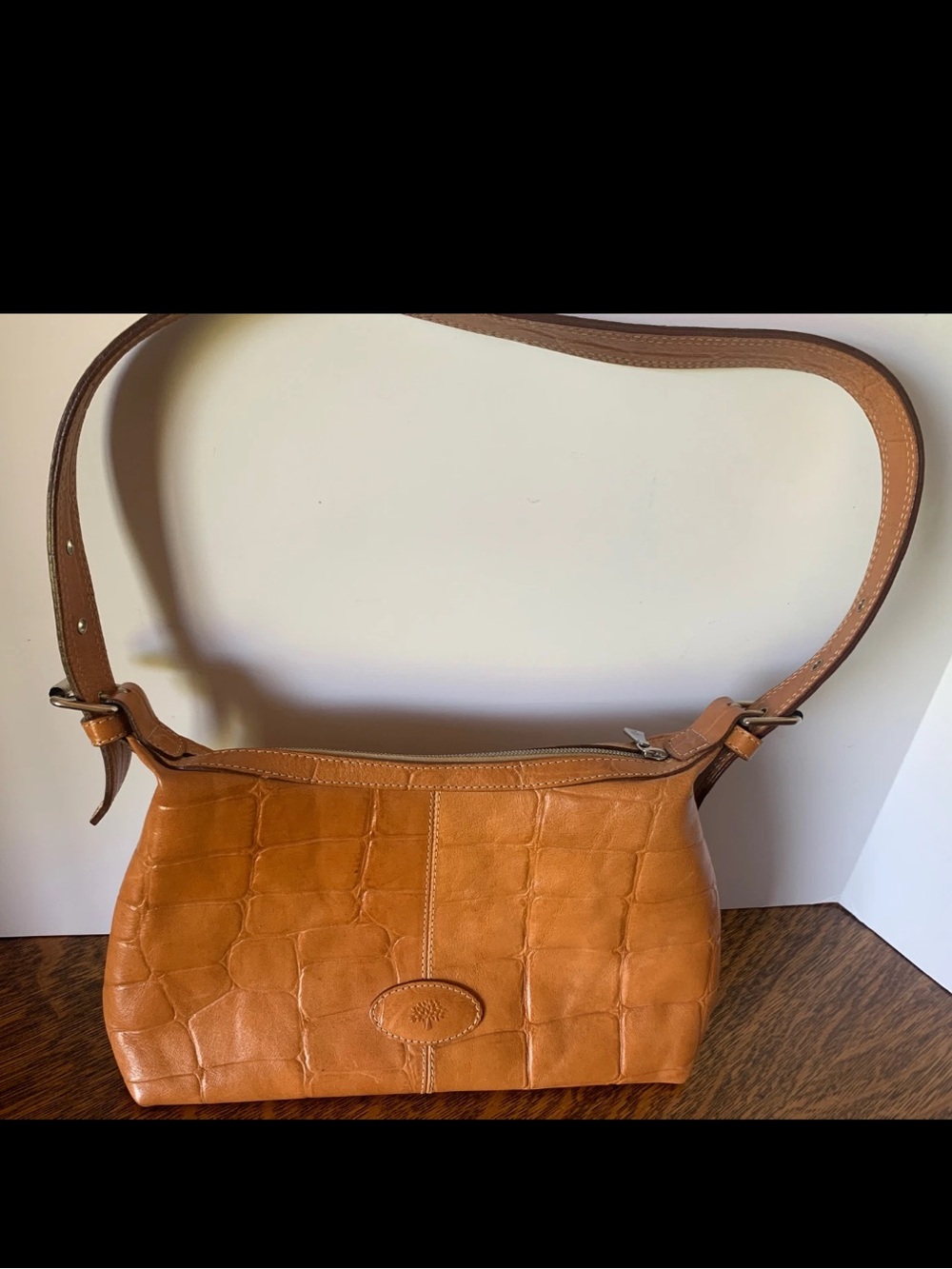 Mulberry Tan Croc-Embossed Shoulder Bag